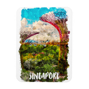 Snyggt Singapore Asia Watercolor Travel Magnet