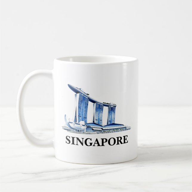 Snyggt Singapore Skyline Travel Kaffemugg (Vänster)