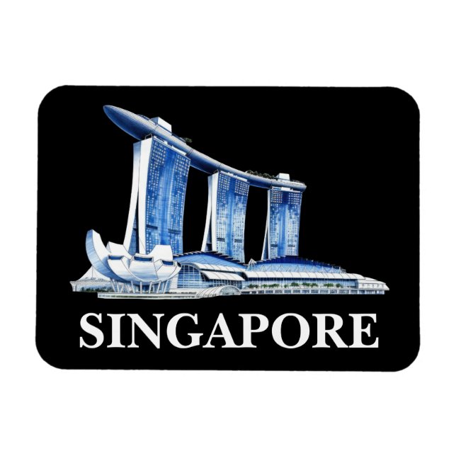 Snyggt Singapore Skyline Travel Magnet (Horisontell)