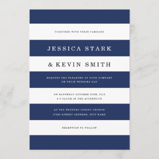 Snyggt sjöfartsrandigt bröllopsinbjudan inbjudningar