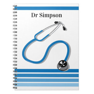 Snyggt Sjukhus Doktor eller Nurse Blue Stethoscope Anteckningsbok