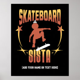 Snyggt SKATEBOARD SISTA Afro Skateboarding Anpassn Poster