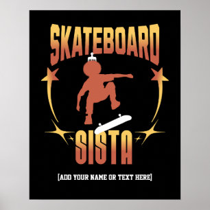 Snyggt SKATEBOARD SISTA Afro Skateboarding Anpassn Poster
