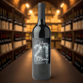 Snyggt Skrämmande diamant-märkt 21:a födelsedag Vinflaska Etikett