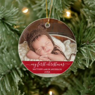 Snyggt Skript Min första jul Baby Red Julgransprydnad Keramik