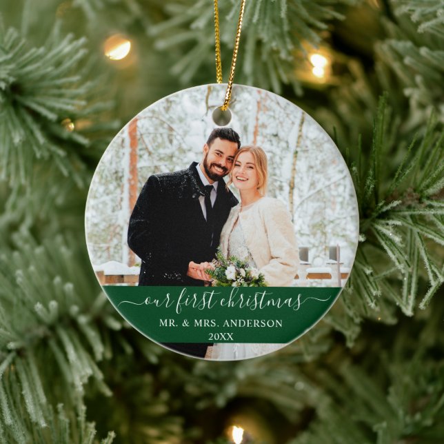 Snyggt Skript vår första Grönt under jul Julgransprydnad Keramik (Träd)