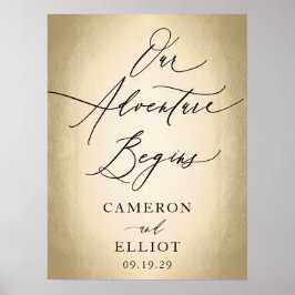 Snyggt Skript vårt Äventyr påbörjar Bröllop-tecken Poster