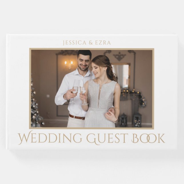 Snyggt-skript Vit och Guld | Foto Gästböcker (Framsida)