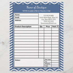 Snyggt Slate Blue Chevron Beauty Salon Order Form Brevhuvud