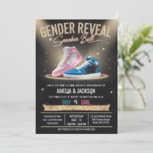 Snyggt Sneaker Boll Modern Glowing Gender Reveal Inbjudningar
