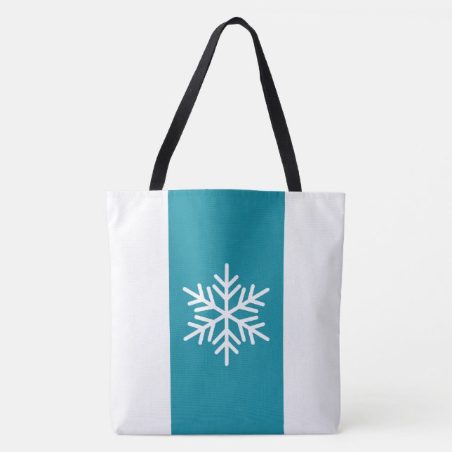 Snyggt Snöflake blått Lodrät Rand Tygkasse (Framsida)