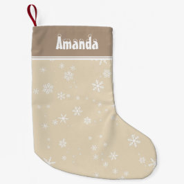 Snyggt Snöflingor Beige Festive Personalizable Liten Julstrumpa