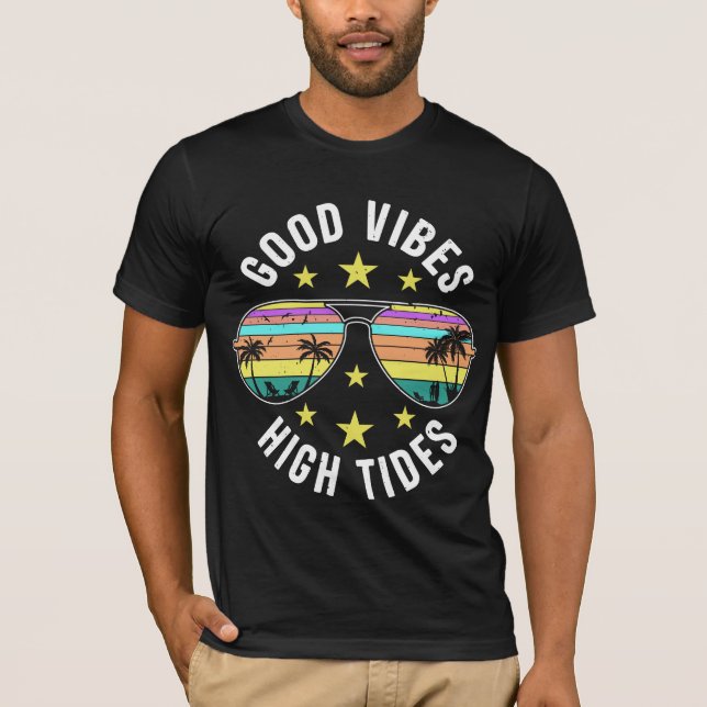 Snyggt solglasögon med goda Vibes höga skikt T Shirt (Framsida)