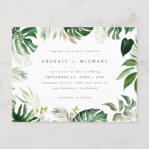 Snyggt Sommarfärg Tropical Foliage Bröllop Inbjudan Vykort