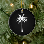 Snyggt sommarlov solnedgång strand palmer julgransprydnad keramik<br><div class="desc">Snyggt sommarlov solnedgång strand palmer</div>