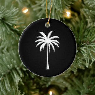 Snyggt sommarlov solnedgång strand palmer julgransprydnad keramik
