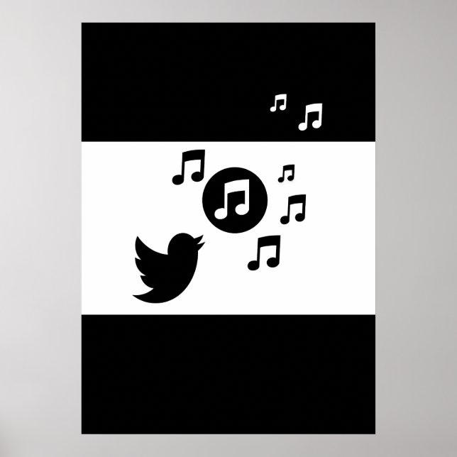 Snyggt Songbird Black and White Poster (Framsidan)