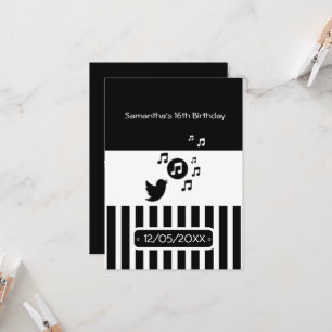 Snyggt Songbird Black White Rand Birthday Inbjudningar