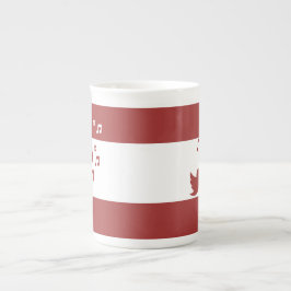 Snyggt Songbird Red and White Benporslin Mugg