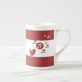 Snyggt Songbird Red and White Benporslin Mugg