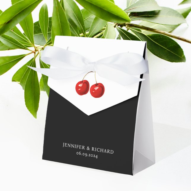 Snyggt Söt Chic Red Cherry Black White Bröllop Presentaskar (Skapare uppladdad)