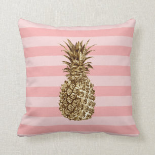 Snyggt söt giftigt guld ananas och rosa rand kudde