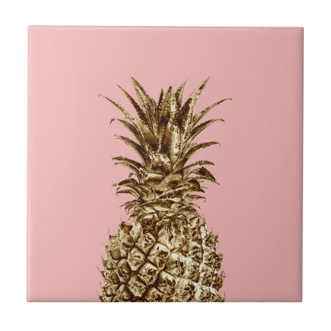 Snyggt söt giftigt guld & pastel rosa ananas kakelplatta (Framsidan)