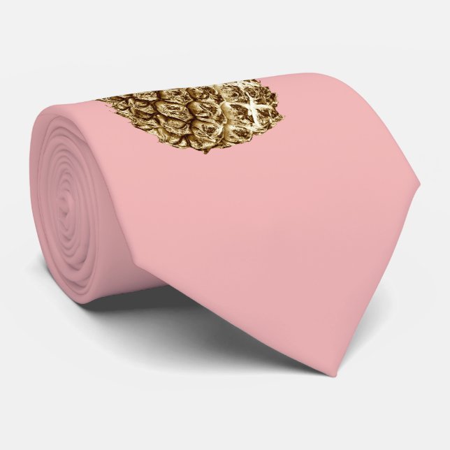 Snyggt söt giftigt guld & pastel rosa ananas slips (Rullad)