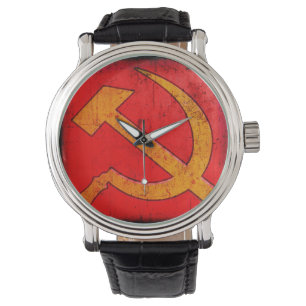 Snyggt Sovjetunionen Hammer och Sickle Big-Faced W Armbandsur