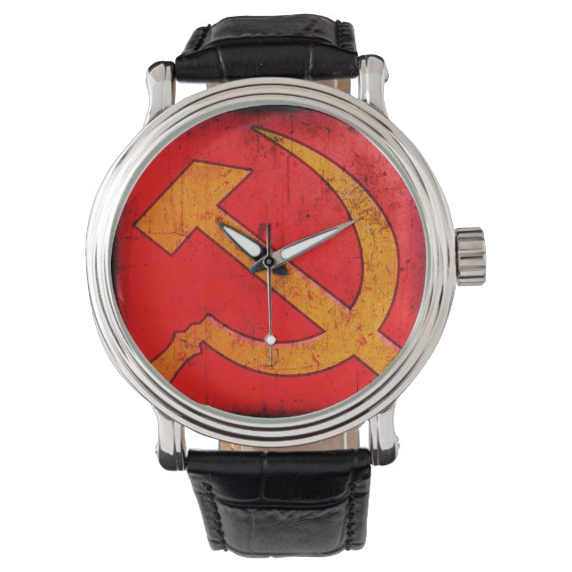 Snyggt Sovjetunionen Hammer och Sickle Big-Faced W Armbandsur (Framsida)