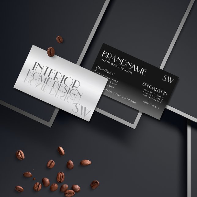 Snyggt Spegel Brev med Monogram Modern Visitkort (Skapare uppladdad)