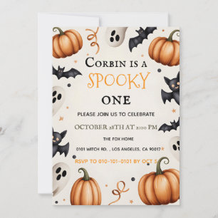 Snyggt spöktjej och fladdermus Halloween födelseda Inbjudningar