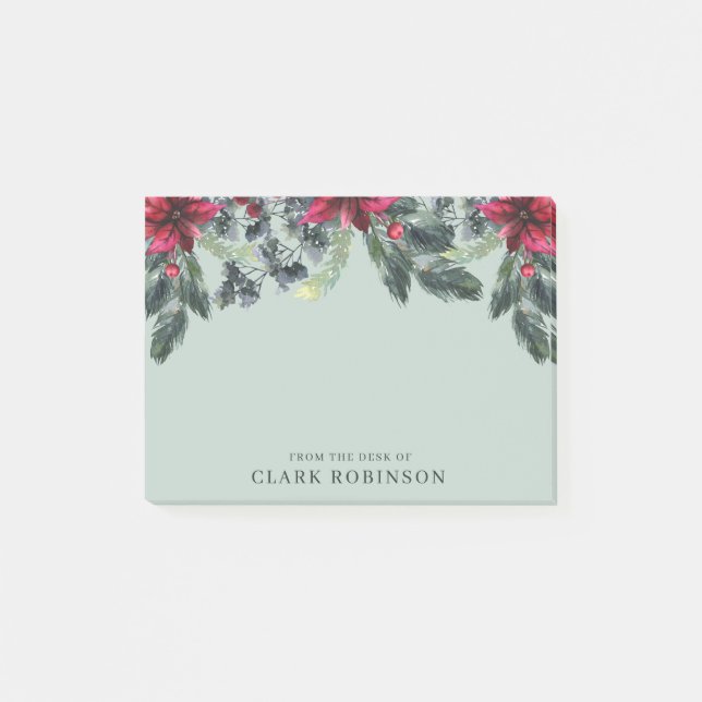 Snyggt Spruce Red Poinsettia jul Post-it Block (Framsida)
