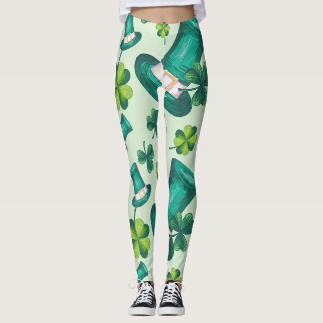 Snyggt St. Patrick's Day Grönt Leggings (Framsida)