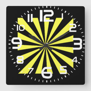 Snyggt Starburst Clock. Art Deco-titta. Fyrkantig Klocka
