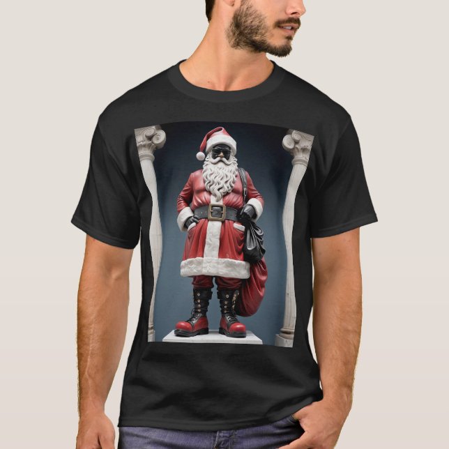 Snyggt Statue Jultomten T Shirt (Framsida)