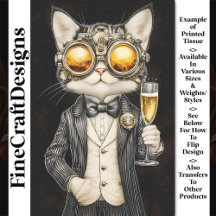 Snyggt Steampunk Cat + Champagne AG9 Decoupage