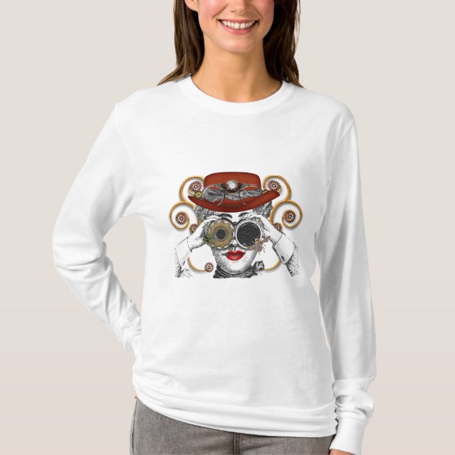 snyggt steampunkad steampunk kille tee (Framsida)