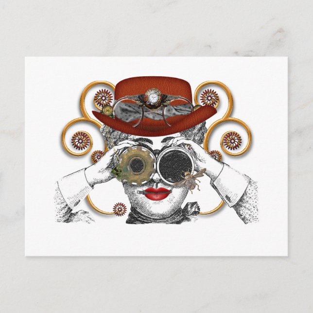 snyggt steampunkad steampunk kille vykort (Framsida)