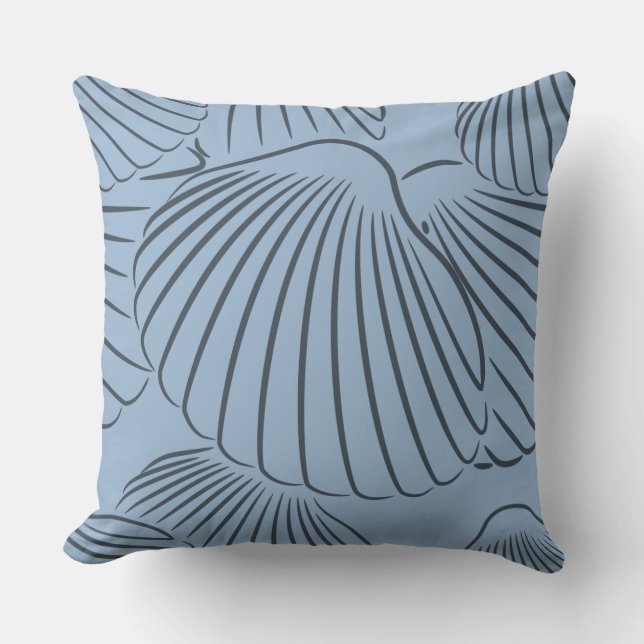 Snyggt Steel-Blue Seashell Mönster Dekorativ kudde (Framsida)