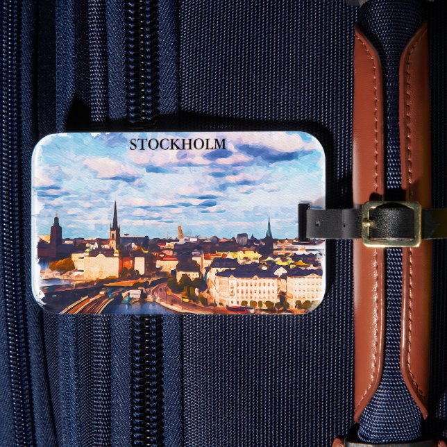 Snyggt Stockholm Sverige Panorama City View Bagagebricka (Framsida Insitu 4)