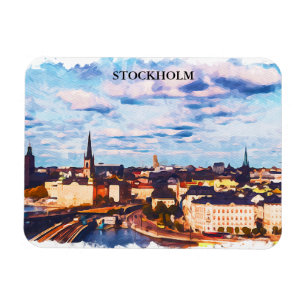 Snyggt Stockholm Sverige Panorama City View Magnet
