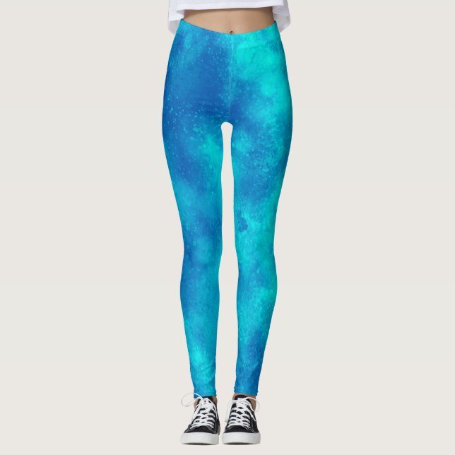 Snyggt Storm molneffekt blått Leggings (Framsida)
