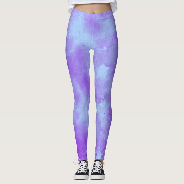 Snyggt Storm molneffekt Lila blått Leggings (Framsida)