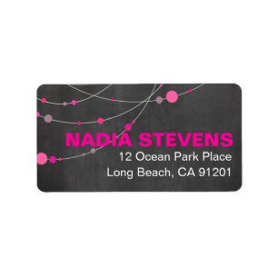 Snyggt Strands Chalkboard fuschia Adressetikett