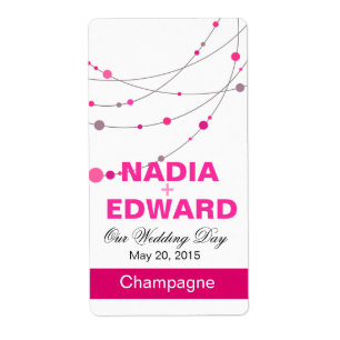 Snyggt Strands   vit fuschia Vin-etikett Fraktsedel