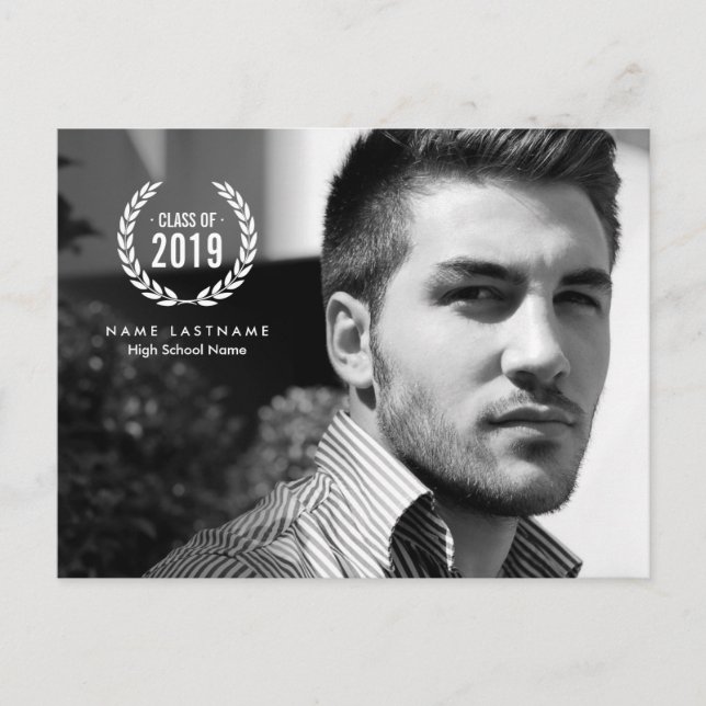 Snyggt Student Laurel Utandningskort för fotopappo Inbjudan Vykort (Framsida)