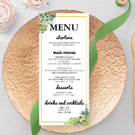 Snyggt Succulent Bröllop Meny