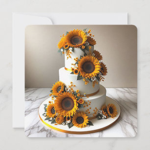 SNYGGT SUNFLOWER DEKORAD BIRTHDAY CAKE KORT