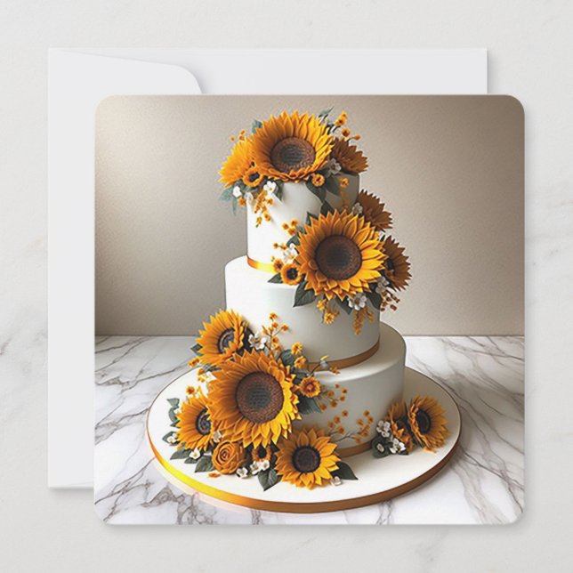 SNYGGT SUNFLOWER DEKORAD BIRTHDAY CAKE KORT (Framsida)